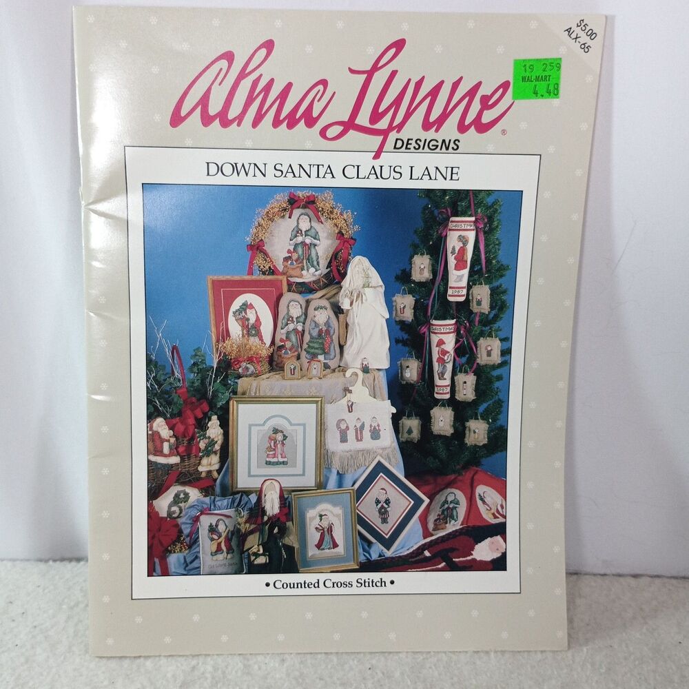 Vintage Alma Lynne Down Santa Claus Lane Cross Stitch Pattern Book Christmas1989